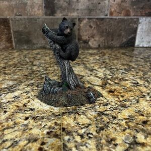 Bear Figurine on Tree Stump AUS-BEN Studio Bear Figurine woodland seasons